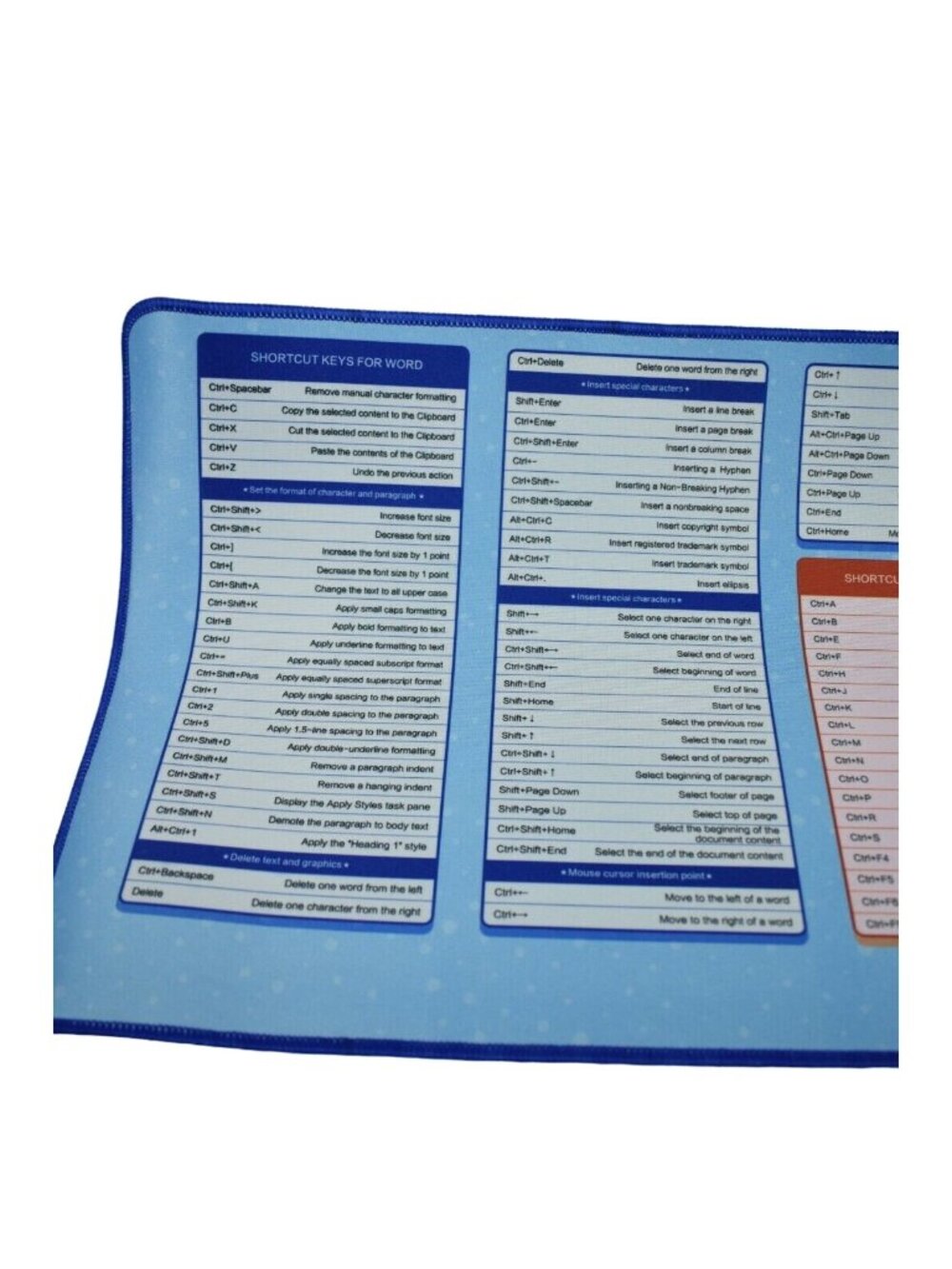 Inphic Shortcut Function Keys XL Computer Keyboard Mousepad Mat Excel, Word, New - Picture 4 of 6